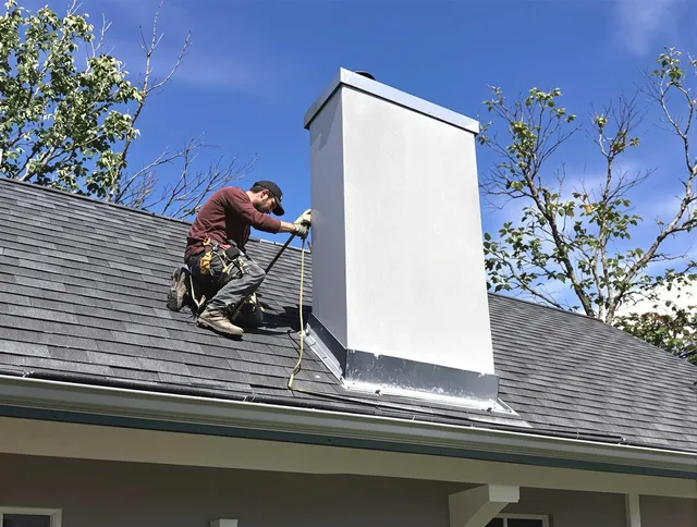Bell Gardens Chimney Sweep team member finishing chimney construction in Bell Gardens, CA