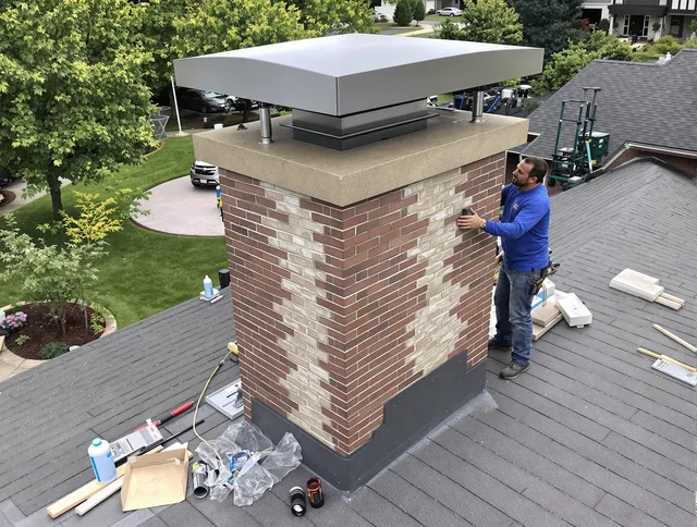 Bell Gardens Chimney Sweep team working on a custom chimney remodel in Bell Gardens, CA