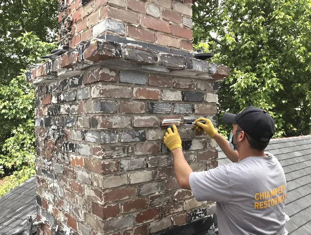 In-progress chimney restoration by Bell Gardens Chimney Sweep in Bell Gardens, CA